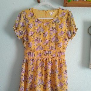 Spring Fairycore Cottagecore Ruffle rose floral puff sleeve dress